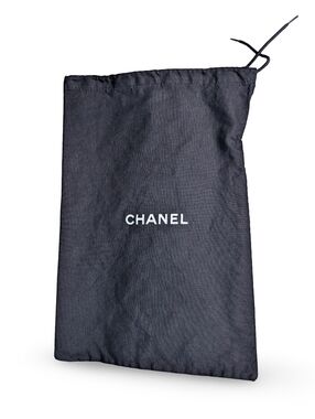 CHANEL Black Pouch Dust Bag Pouch with Black Logo Drawstring Authentic 9" X 13"